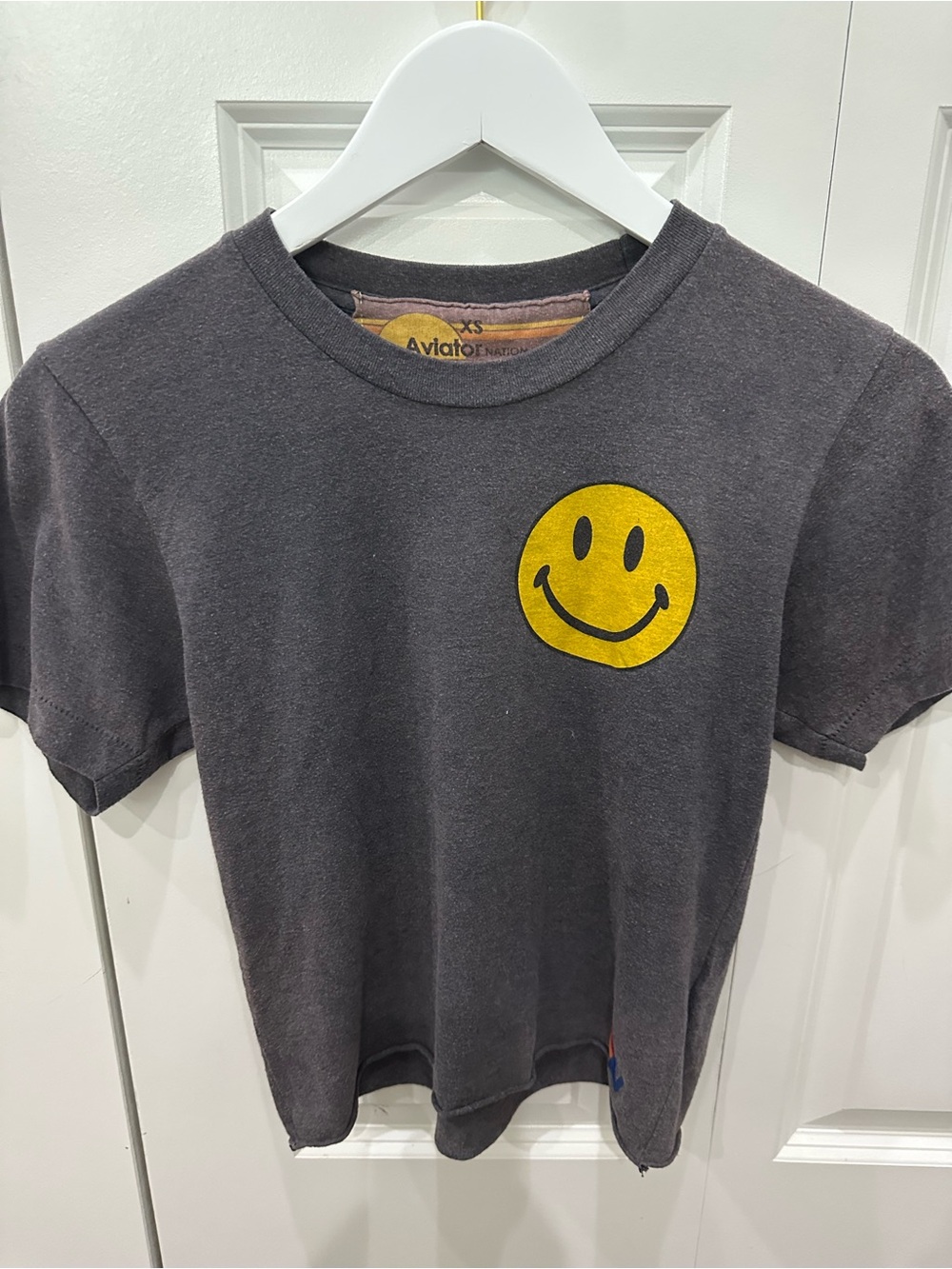 Aviator Nation Kids Charcoal Smiley Face Tee